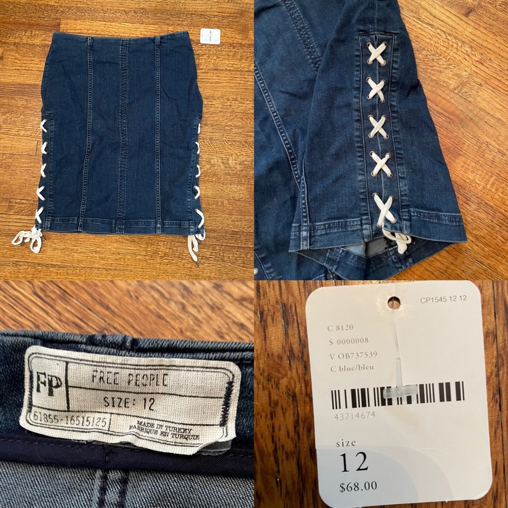 NWT free people denim skirt !!